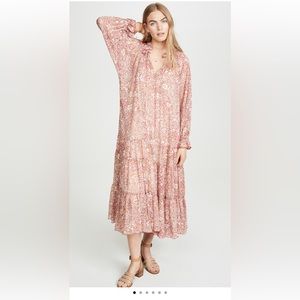 Free People Sheer Floral Tiered Ruffle Midi Dress
